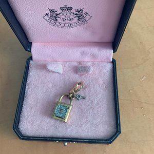Juicy Couture Gold/Rhinestone Lock and Key Charm